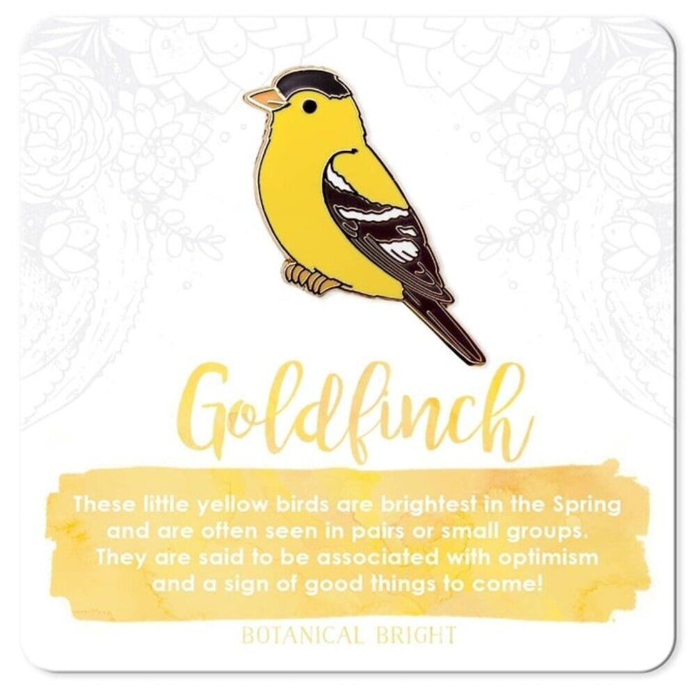 Goldfinch Enamel Pin - Gold Plated Nature & Garden Jewelry - Bird Brooch